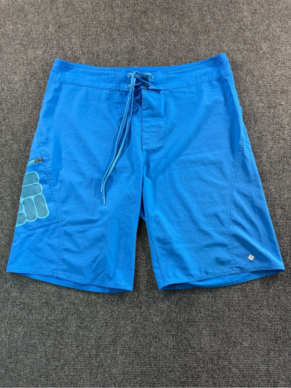 Columbia Omni Shade Shield Water Board Shorts Mens Blue Lace Pocket Swim 36x10